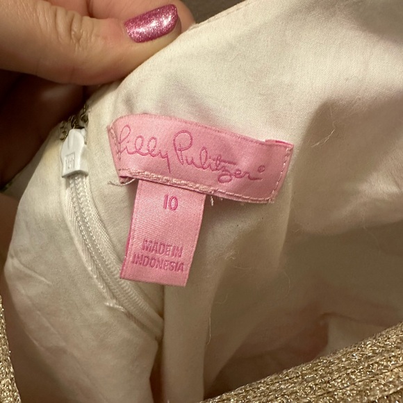 Lilly Pulitzer Janice shift Dress Clover cup Gold soutache Hawaiian size 10 - Picture 5 of 9